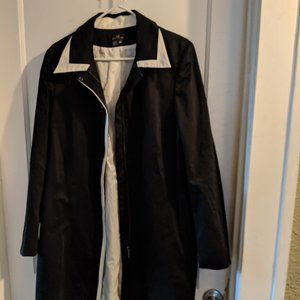 Black and white thigh length coat